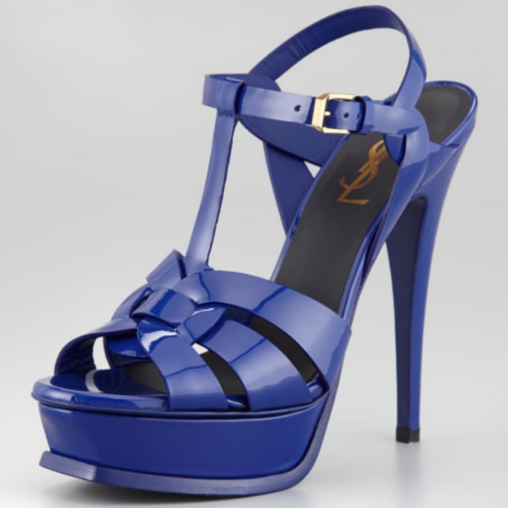 Saint Laurent Tribute Patent Platform Sandal Heels
